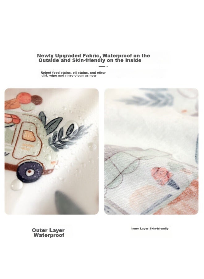 9i9 Baby Bib, Waterproof Eating Bib, Reverse Wear Bib, Infant Cotton Bib, 2-piece Set, A57 - Image 1