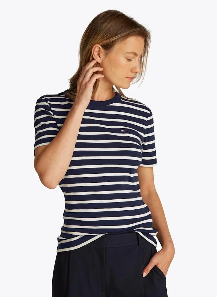 تومي هيلفيغر Striped Crew Neck T-Shirt