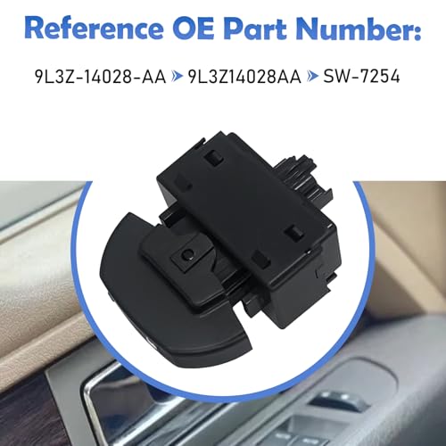 QFISH Front Power Door Lock Switch Compatible with 2009-2014 Ford F-150 Replace 9L3Z-14028-AA SW-7254 Front Door Switch Assembly - Image 2