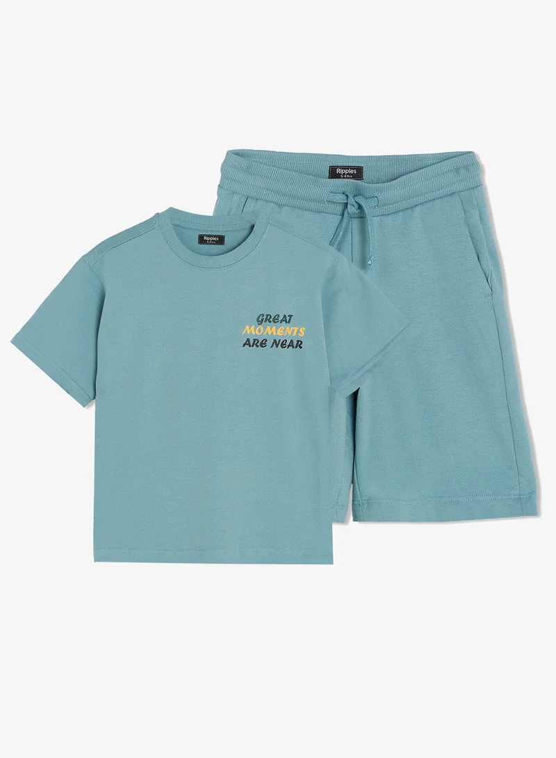 Ripples Boys Drop Shoulder T-shirt & Shorts Set