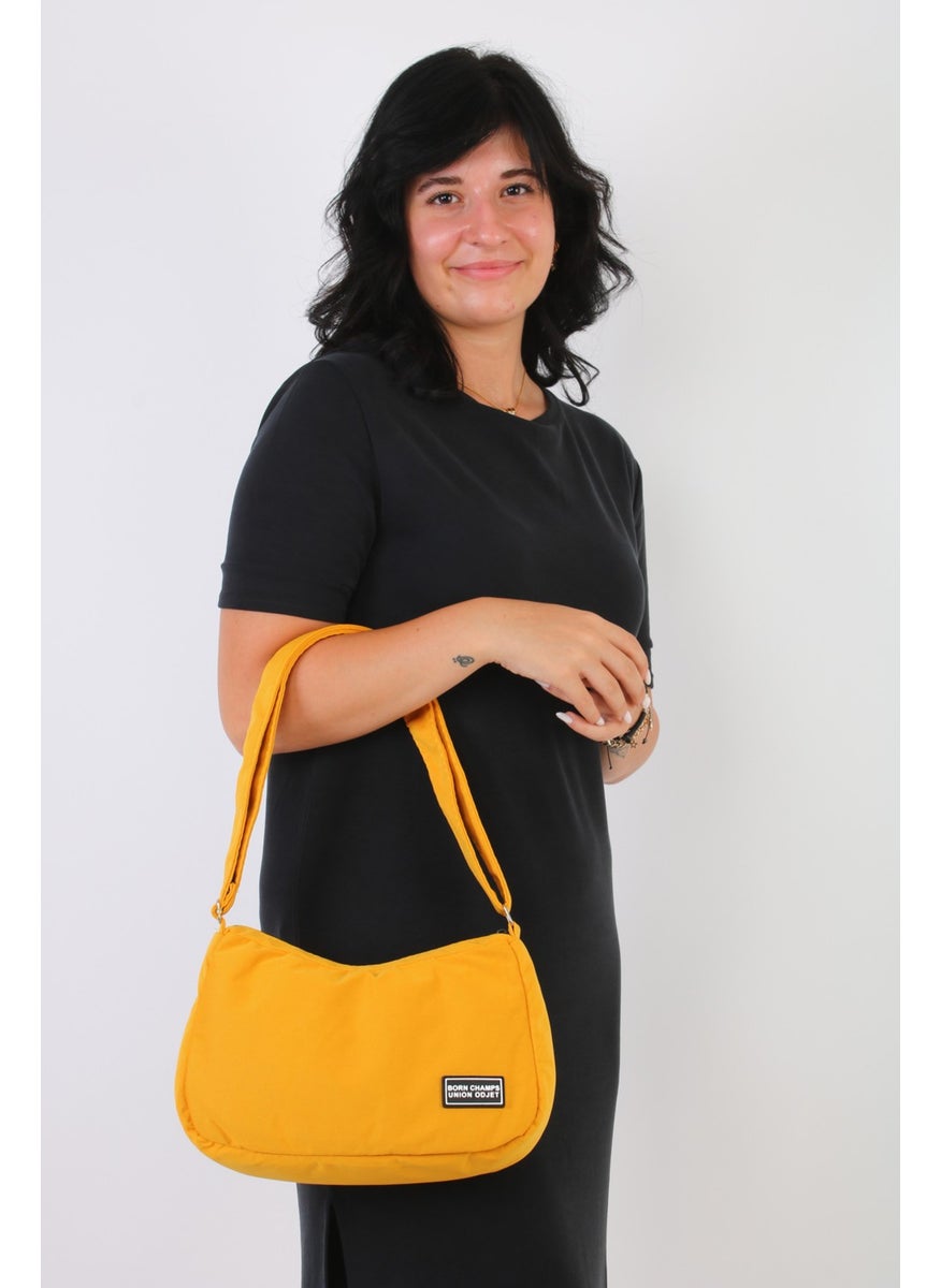 Bijuhome Soobepark Adjustable Shoulder Sports Canvas Fabric Baguette Women's Handbag and Shoulder Bag Mustard  - Image 1