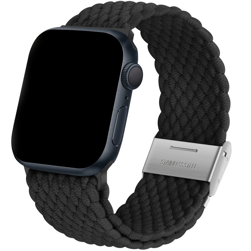 High Quality Elastic Buckle Woven Strap For Apple Watch 38 40 41 42mm S10 S11 Space Grey Classic Stylish Design Compatible With Multiple Sizes Suitable For Men Women - Image 2