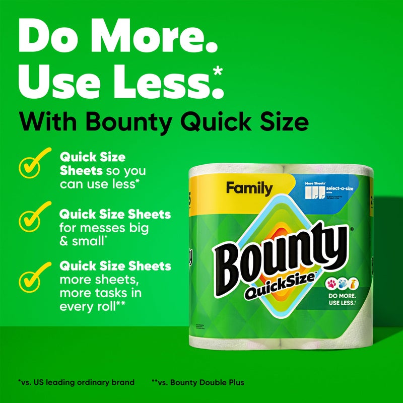 Bounty Quick Size Paper Towels, White, 8 Family Rolls - Image 2