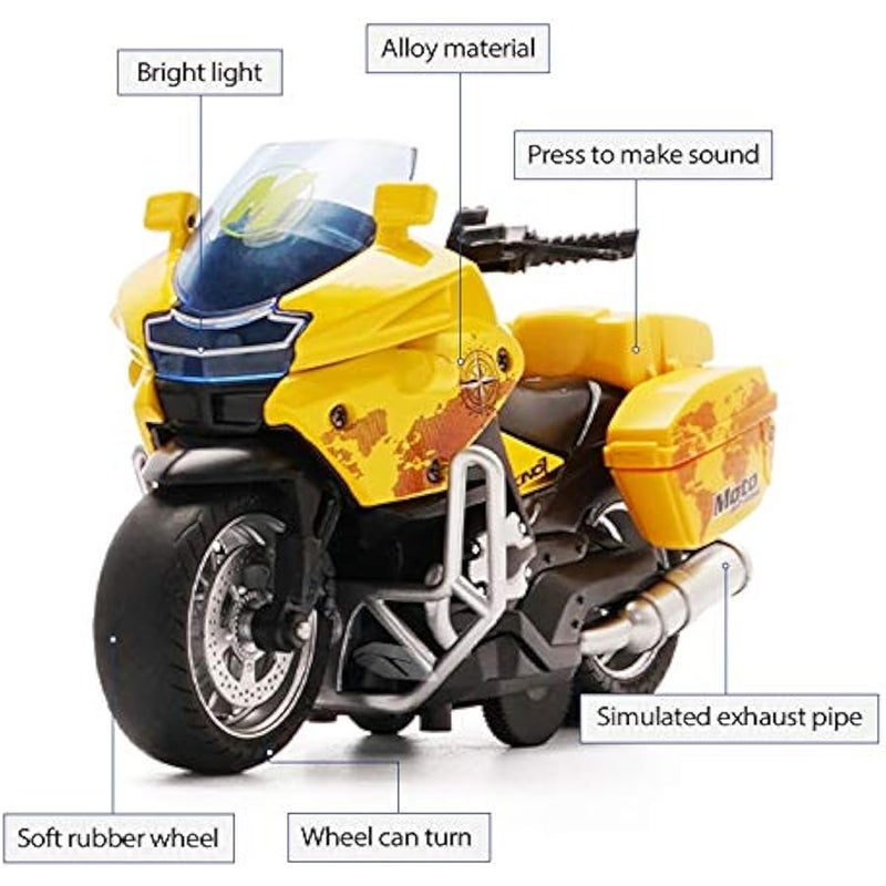 Police Motorcycle Toy - Pull Back Toy Motorcycle with Sound and Light Toy,Toy Motorcycles for Boy,Toys for 3-9 Year Old Boys (Yellow) - Image 5