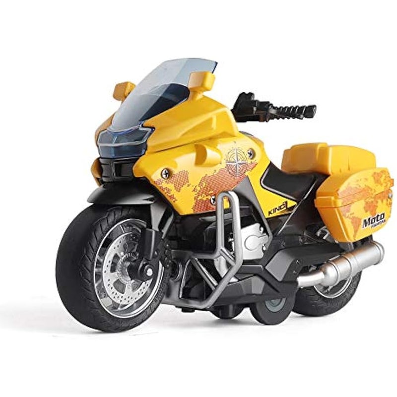 Police Motorcycle Toy - Pull Back Toy Motorcycle with Sound and Light Toy,Toy Motorcycles for Boy,Toys for 3-9 Year Old Boys (Yellow) - Image 1
