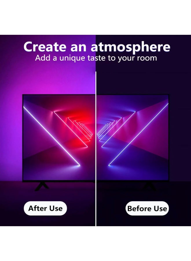أضواء LED ملونة RGB بطول 5 مترات، لضوء الخلفية للشاشات التلفزيونية من 45 إلى 75 بوصة، مع تزامن موسيقي، وتطبيق بلوتوث/تحكم عن بُعد بالراديو الترددي، وأضواء شريط تعمل بالطاقة USB، مصممة لغرفة النوم/الألعاب - Image 2