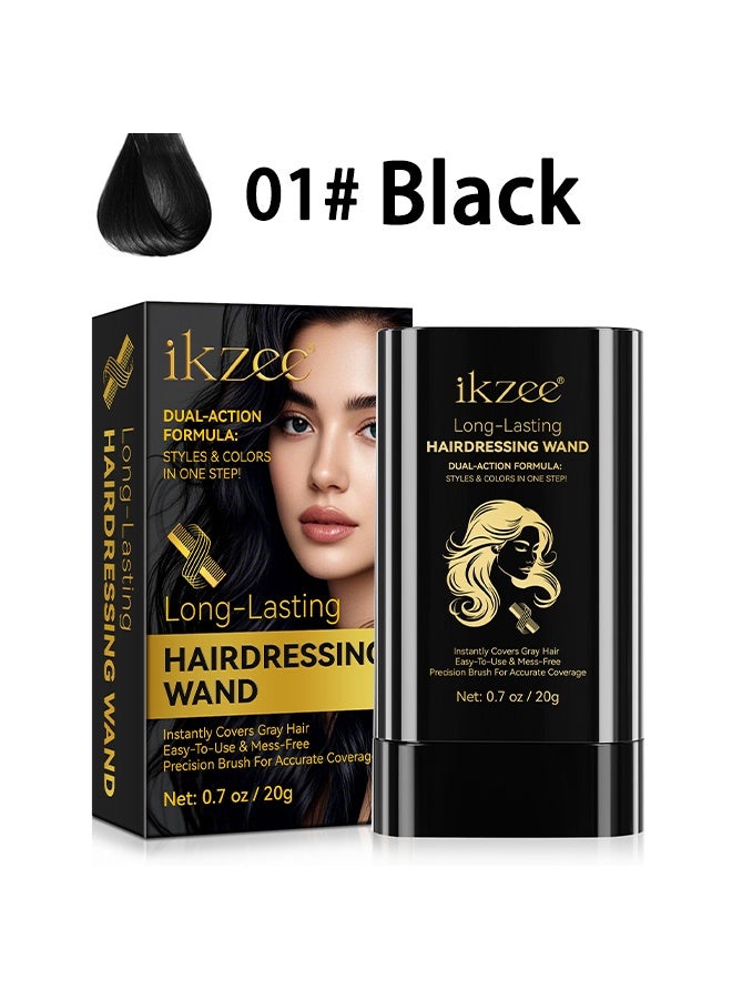 IKZEE Long - Lasting Hairdressing Wand, Disposable Hair Color Stick Advanced Non Irritating and Smudge Proof Formula Quick Root and Sideburn Touch Up Hair Color Stick 01# Black 20g - Image 2