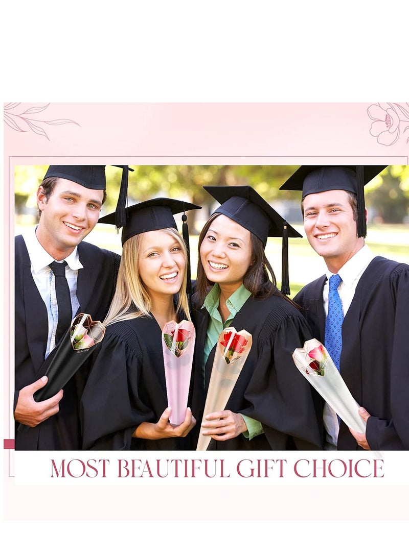 XiuWoo 120 Pcs Single Rose Sleeve Bouquet Bags, Plastic Flower Wrapping, Florist Supplies, Packaging For Father's Day Graduation Wedding Birthday 1.18 x 5.91 19.69 Inch 6 Colors - Image 5