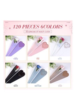 XiuWoo 120 Pcs Single Rose Sleeve Bouquet Bags, Plastic Flower Wrapping, Florist Supplies, Packaging For Father's Day Graduation Wedding Birthday 1.18 x 5.91 19.69 Inch 6 Colors  - Image 4