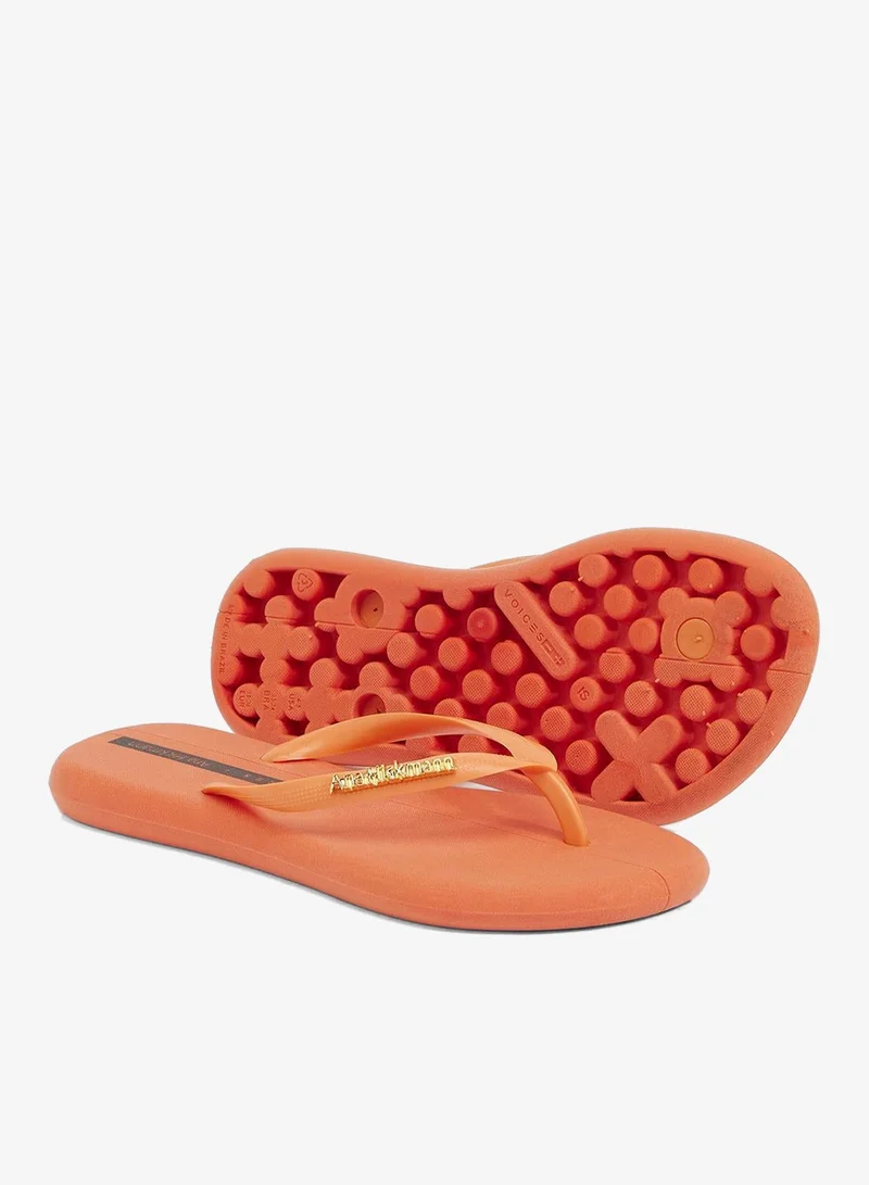 Voices Orange-Orange-Gold Boat Women'S Flip Flops With Matching Brand Design Strap - Orange for Women | Best Price UAE