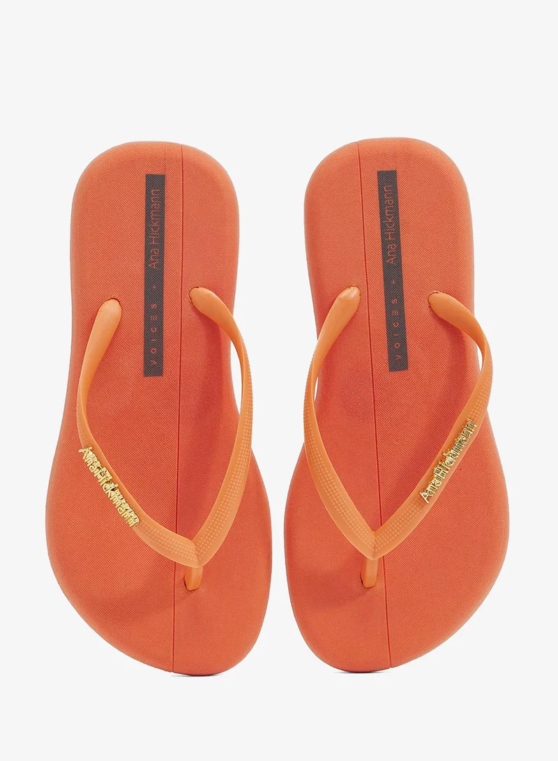 Voices Orange-Orange-Gold Boat Women'S Flip Flops With Matching Brand Design Strap - Orange for Women | Best Price UAE
