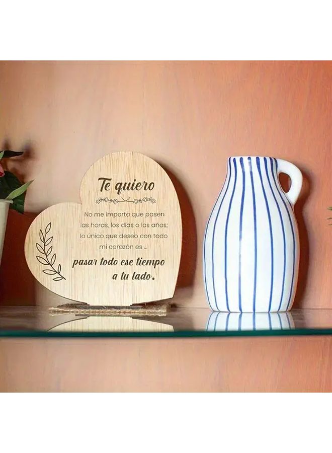 Valentines Day Romantic Wooden Greeting Card German Love Note Heart Leaf Design Home Decor Keepsake - Image 5