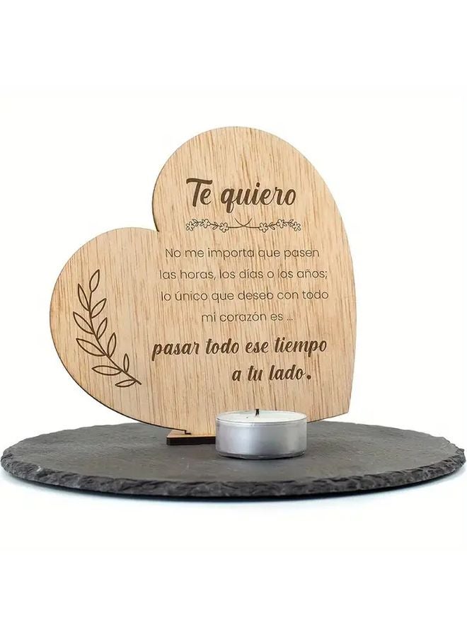 Valentines Day Romantic Wooden Greeting Card German Love Note Heart Leaf Design Home Decor Keepsake - Image 2