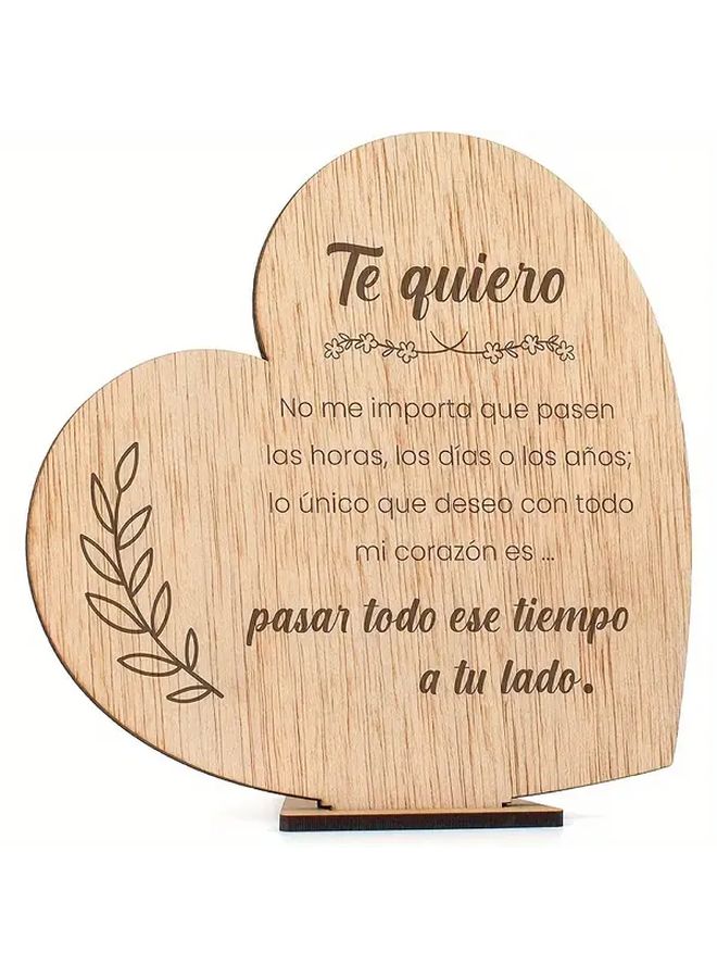 Valentines Day Romantic Wooden Greeting Card German Love Note Heart Leaf Design Home Decor Keepsake - Image 3