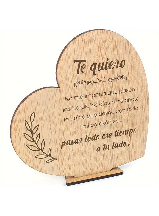 Valentines Day Romantic Wooden Greeting Card German Love Note Heart Leaf Design Home Decor Keepsake - Image 1