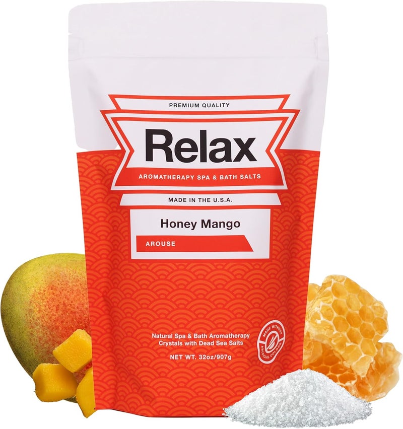 Relax Spa & Bath Relax Spa  Bath Epsom Salt Aromatherapy Bath Salts Epsom Salt Bath Soak Dead Sea Salt for Soaking Hot Tub Spa Aromatherapy Bath Crystals with Vitamins  Minerals Honey Mango Scent