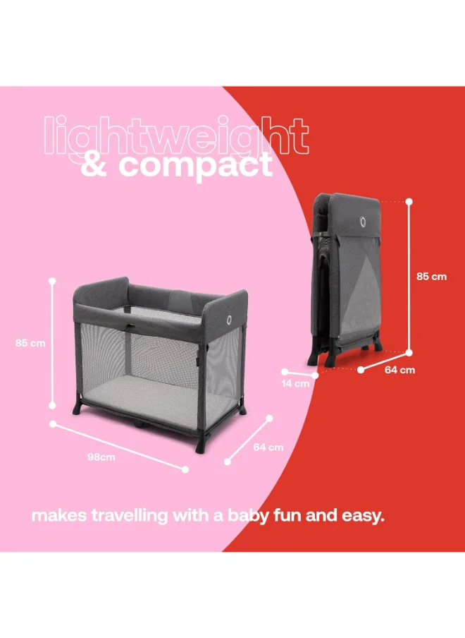 Bugaboo Stardustall - In - One, Quick To Assemble, Pop - Up Travel Cot And Playpen For Babies And Toddlers With Mattress And Zip - In Bassinet - Grey Melange