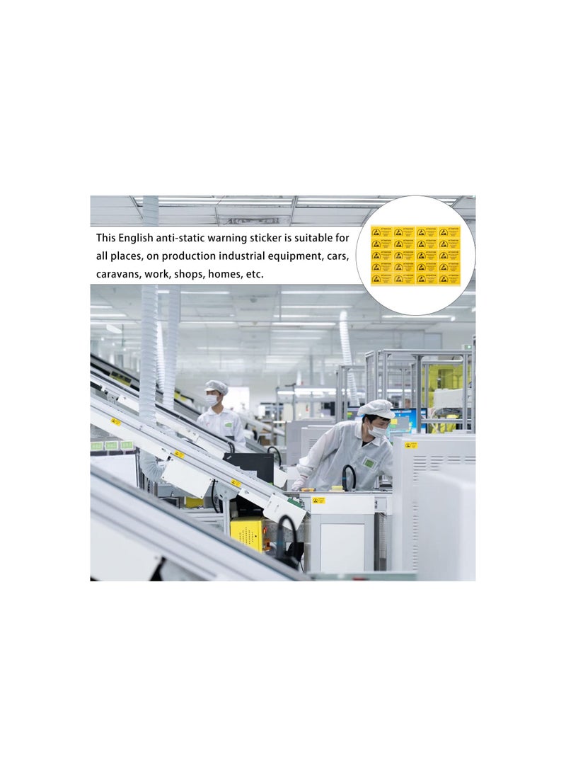 Y&D - Anti-Static Label, 450pcs Electrostatic Warning Sticker Attention Sensitive Devices Fluorescent Static Caution Stickers Label Anti ESD 60x30MM - Image 1
