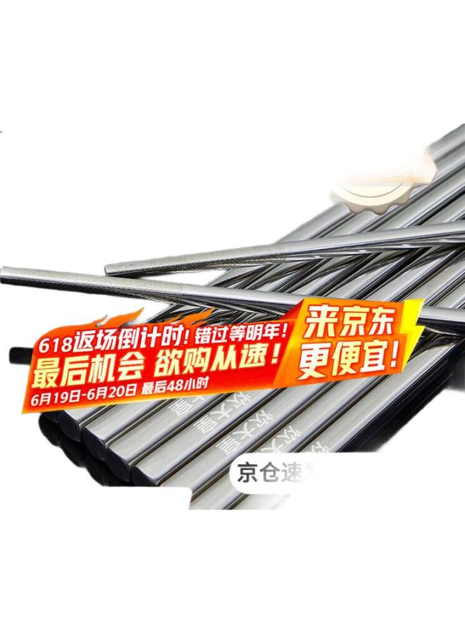COOKER KING Chuidahuang 304 Stainless Steel Chopsticks, Household Non-Slip Square Chopsticks, Hollow Anti-Scalding Hotel Extended 10 Pairs Set - Image 3