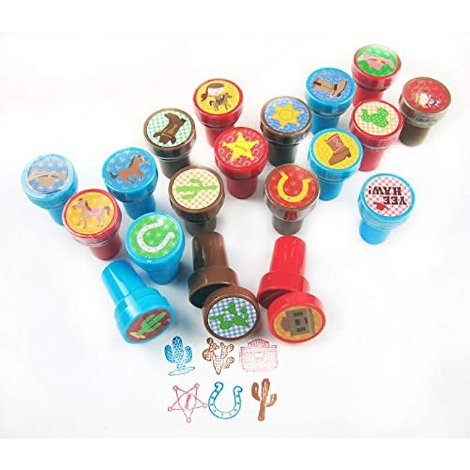 TINYMILLS 24 Pcs Western Cowboy Cowgirl Stampers for Kids - Image 1