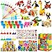 LiYiQ 134 Pcs Building Blocks Party Favors with Reusable Drinking Straws Animal Building Blocks Slap Bracelets Keychains Stamps Stickers and Gift Bags Gamer Birthday Party Supplies Building - Image 3