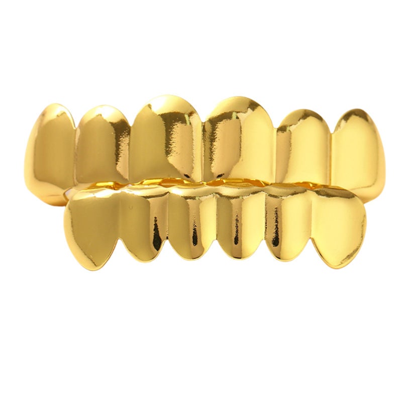 Gold-Plated Denture Set Hip-Hop Rap Men And Women Smooth Teeth Decoration Teeth Grillz Hip-Hop Teeth - Image 1