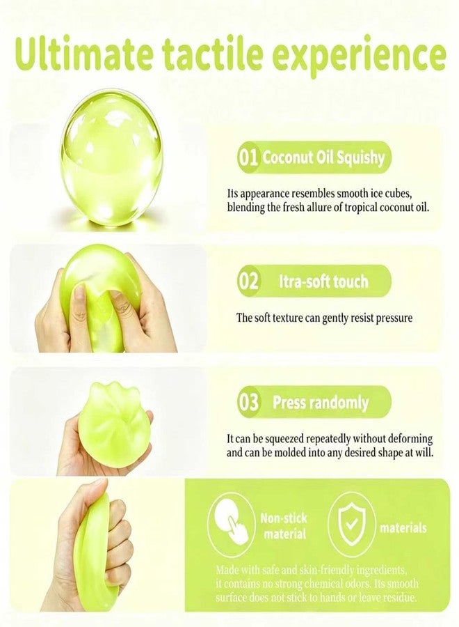 Icome Coconut Oil Squishy Stress Ball - Squeeze, Mold & Hold Any Shape. Soft Elastic Fidget Toy for Adults & Kids. Ideal for Anxiety Relief, Office Desk Calming, Birthday （Neon Yellow） - Image 2