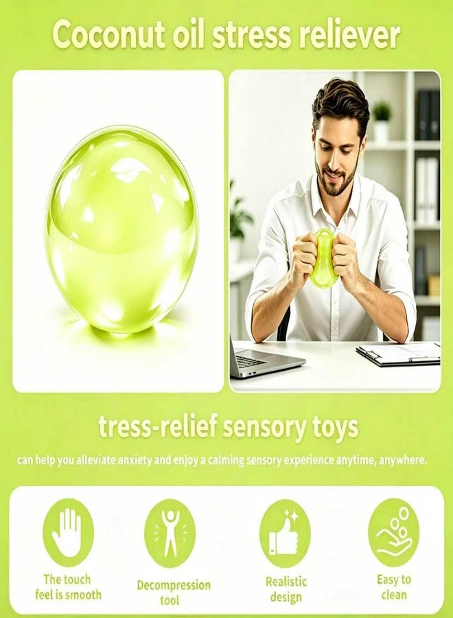 Icome Coconut Oil Squishy Stress Ball - Squeeze, Mold & Hold Any Shape. Soft Elastic Fidget Toy for Adults & Kids. Ideal for Anxiety Relief, Office Desk Calming, Birthday （Neon Yellow） - Image 3