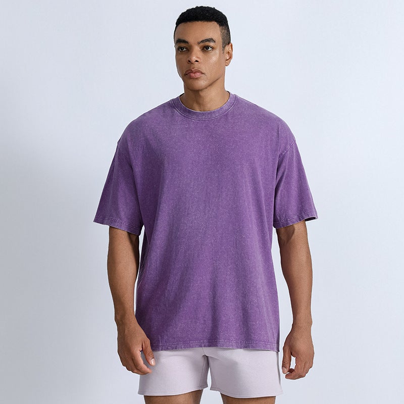 American Retro Washed T-Shirt Men'S 2024 Solid Color T-Shirt Men'S Casual Short-Sleeved T-Shirt Men'S - Image 3