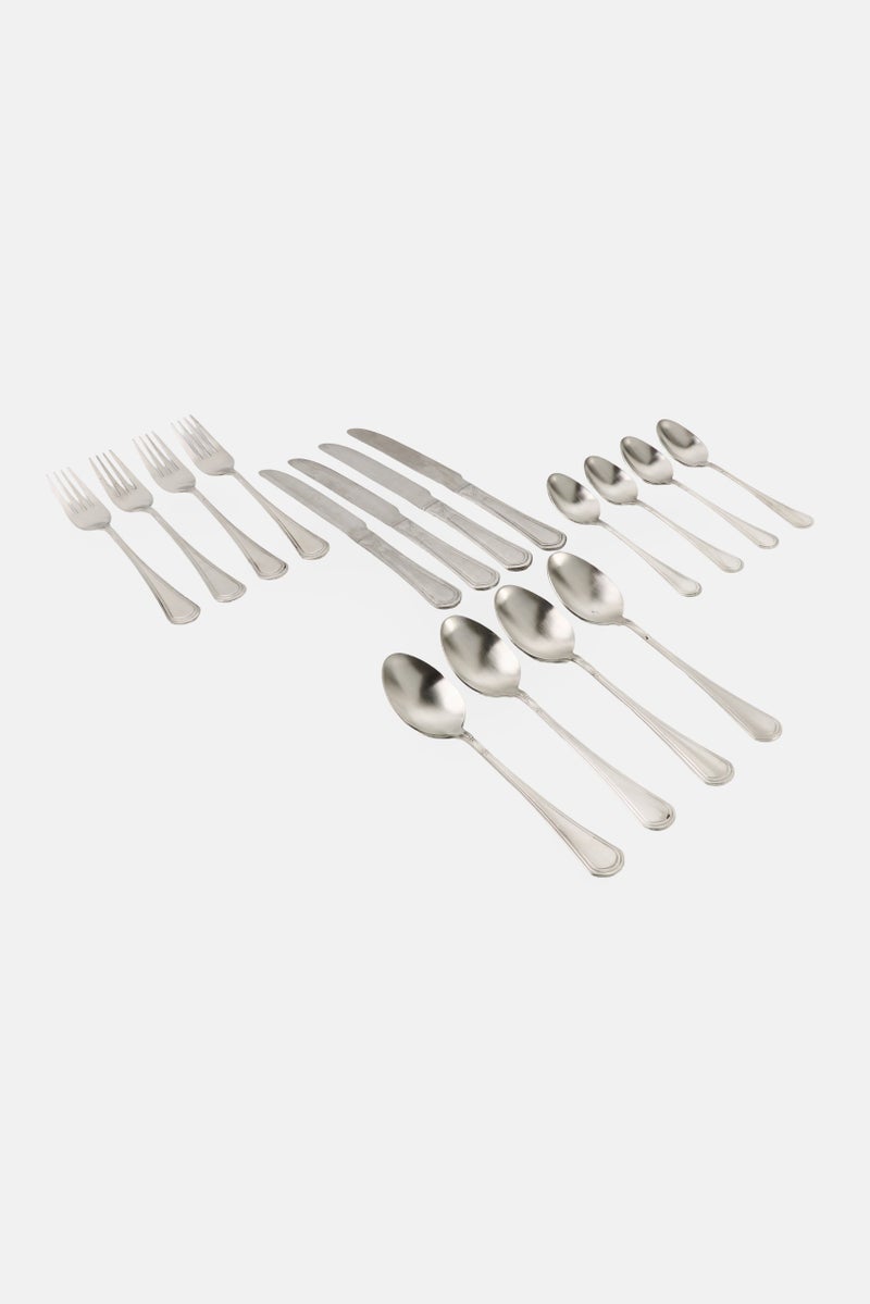 Home Basics 16 Pieces Cutlery Elegant Flatware Set, Silver - Image 1