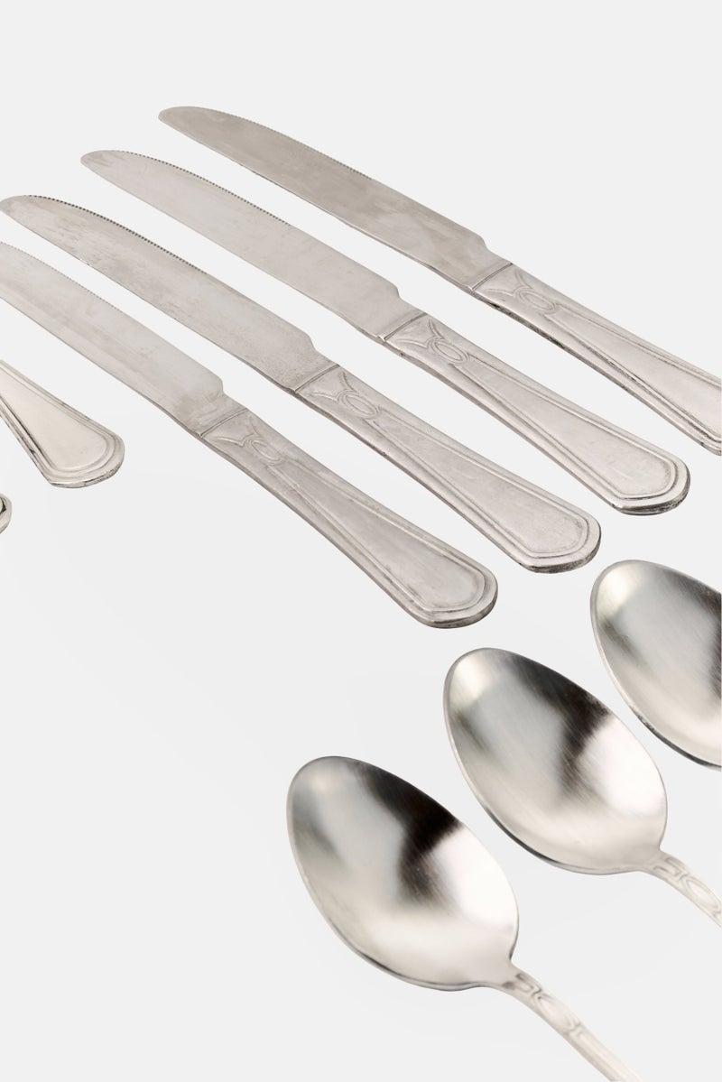 Home Basics 16 Pieces Cutlery Elegant Flatware Set, Silver - Image 3
