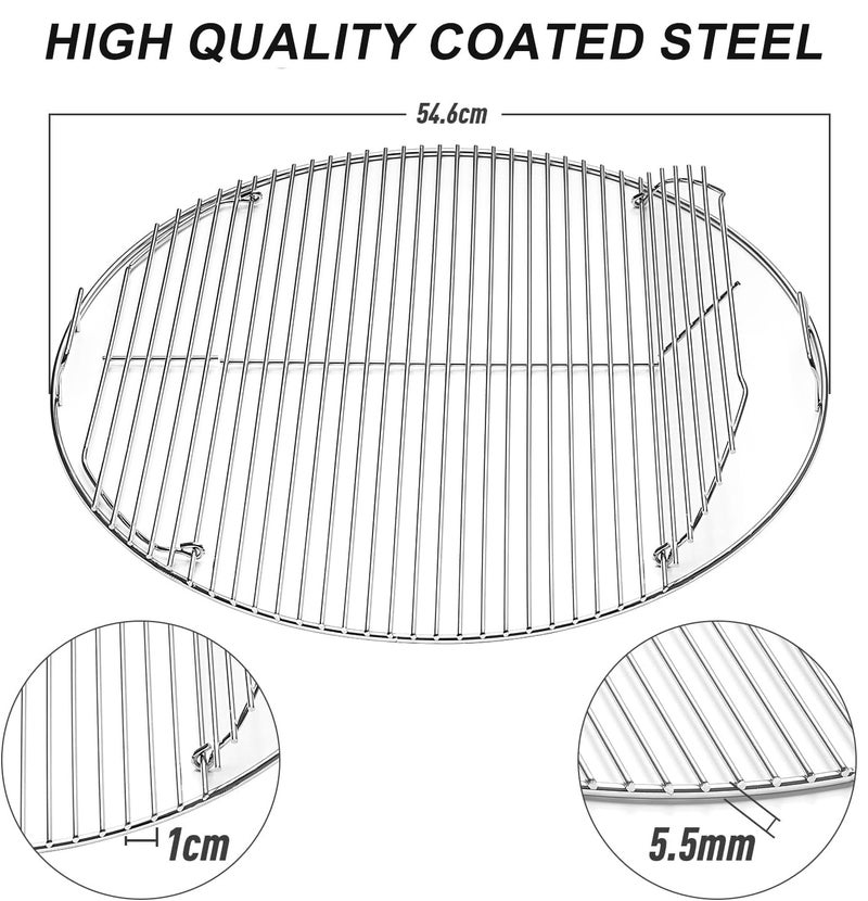 BBQ-Yummy 22" Cooking Grate Hinged for Weber, 7436 Charcoal Grill Grate Round Hinged, Replacement Part for Weber One-Touch, Performer and Bar-B-Kettle Series, Grill Grate BBQ for Weber Series - Image 2