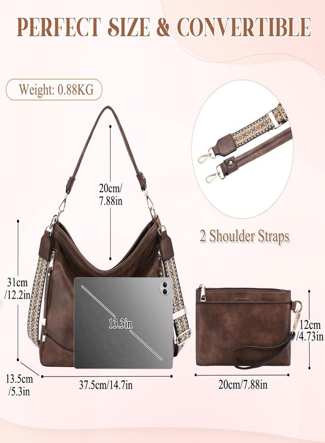 RAVUO Hobo Bags and Wallet Sets, Large Vegan Leather Crossbody Tote Boho Satchel Bags with Adjustable Shoulder Strap - Image 2