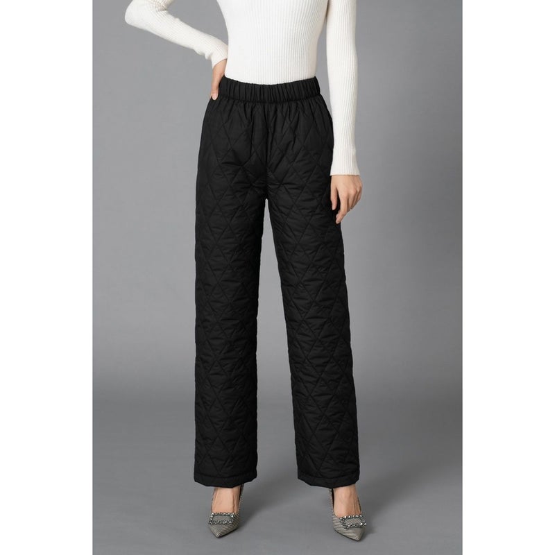 Wide-leg Cotton Pants Womens Thickened Warm Pants plus size Middle-aged and Elderly Casual Straight Pants High Waist Down Cotton Pants Black Straight Wide Legs 