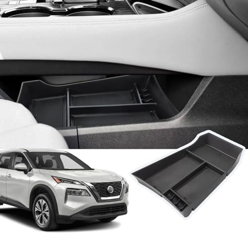 Neepiar Center Console Organizer Compatible with Nissan Rogue 2021 2022 2023 2024 2025 Armrest Storage Box Insert Tray Interior Secondary Accessories (Lower Center Console Tray) - Image 1