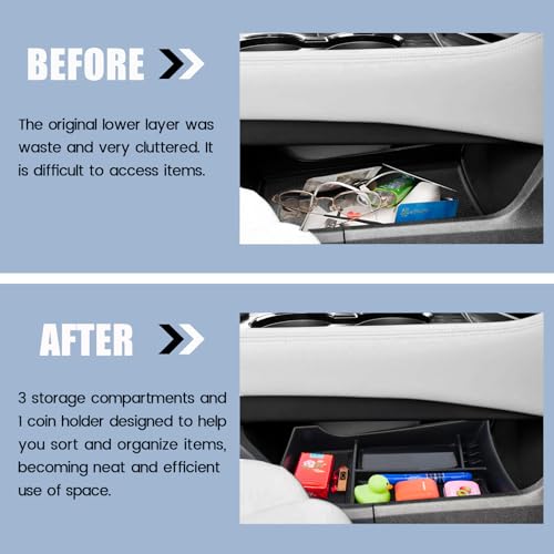 Neepiar Center Console Organizer Compatible with Nissan Rogue 2021 2022 2023 2024 2025 Armrest Storage Box Insert Tray Interior Secondary Accessories (Lower Center Console Tray) - Image 4