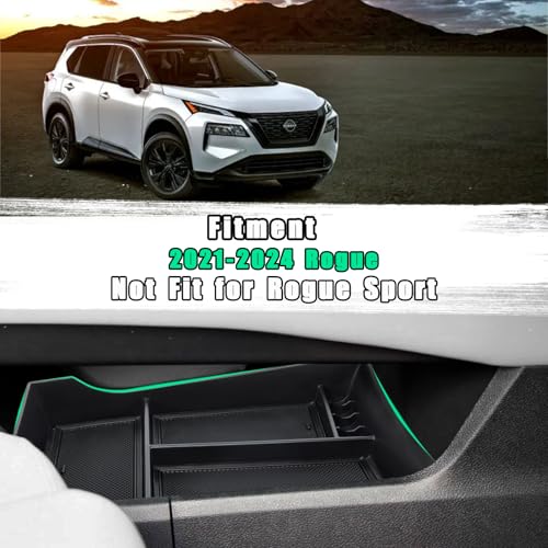 Neepiar Center Console Organizer Compatible with Nissan Rogue 2021 2022 2023 2024 2025 Armrest Storage Box Insert Tray Interior Secondary Accessories (Lower Center Console Tray) - Image 2