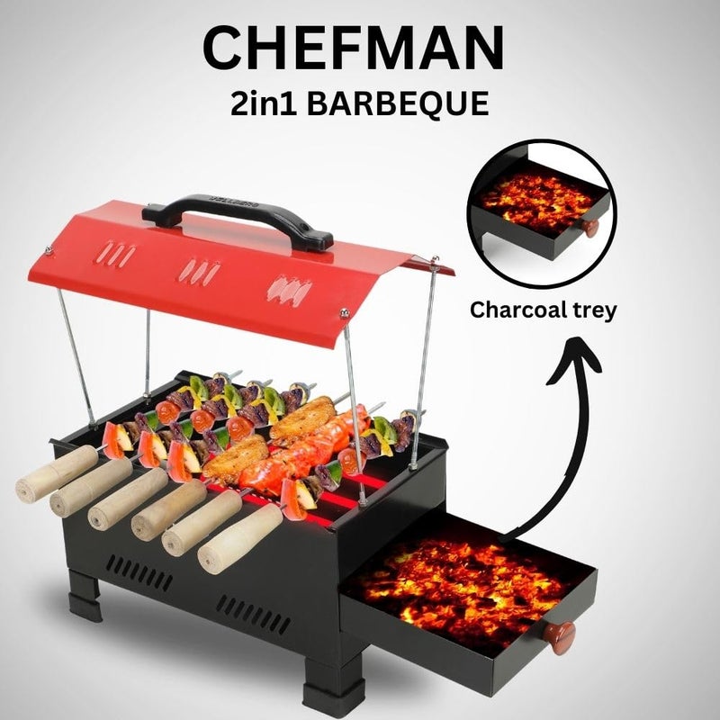 Chefman 2 in 1 Small Barbeque Grill With Skewers - Image 2