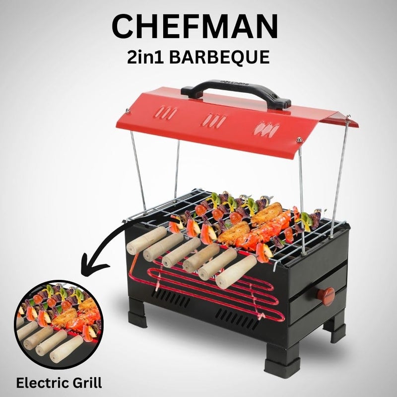 Chefman 2 in 1 Small Barbeque Grill With Skewers - Image 3