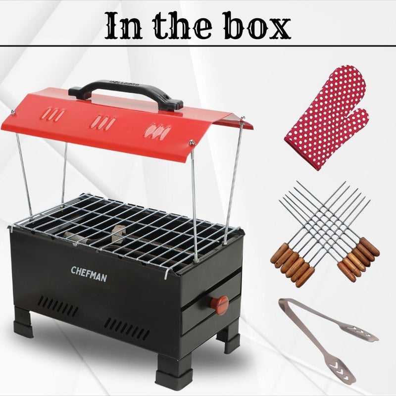 Chefman 2 in 1 Small Barbeque Grill With Skewers - Image 5