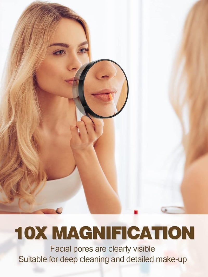 Anup Torda Anup Torda Make Up Hand Mirror for Women and Portable Shaving Mirror for Men with 10X Magnifying Bedroom Mirror Make Up Mirror Bathroom Mirror Black Round Wall Mount Framed  - Image 3