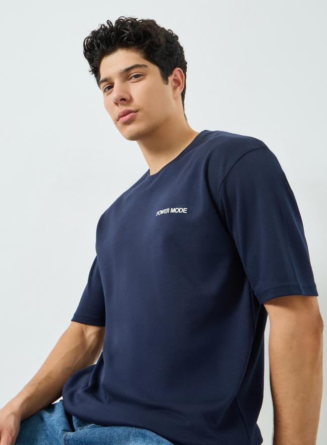 Styli Active Men Navy Blue Oversized T-Shirt - Image 1