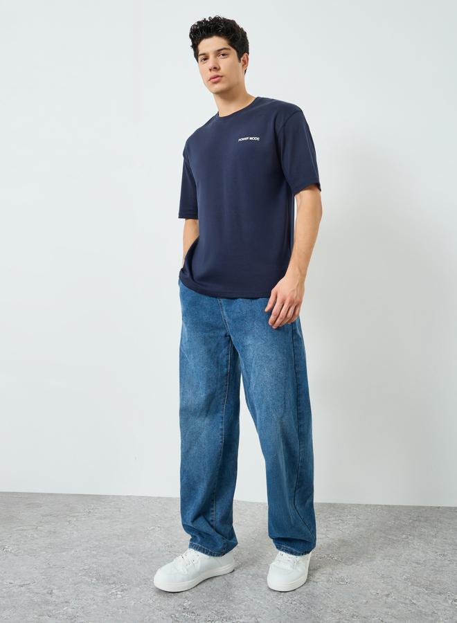Styli Active Men Navy Blue Oversized T-Shirt - Image 2