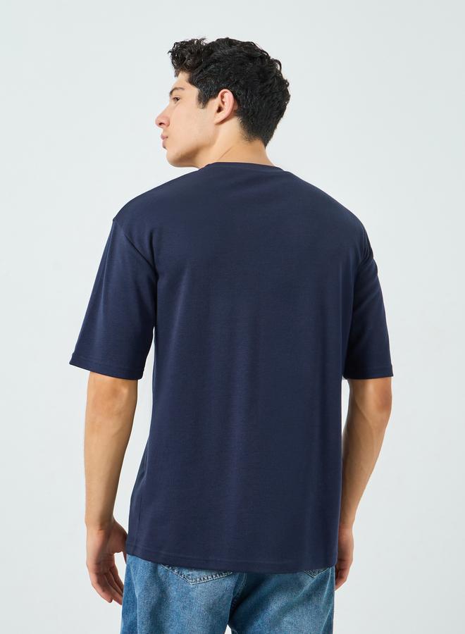 Styli Active Men Navy Blue Oversized T-Shirt - Image 4