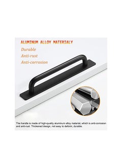 The Bros Self-Stick Instant Cabinet Drawer Handles Pulls - Aluminum Alloy Drawer Push Pull Handles Helper with Adhesive Door Handle for Kitchen Cabinet Drawer Window Sliding Closet (148mm, Black) 2pcs  - Image 3