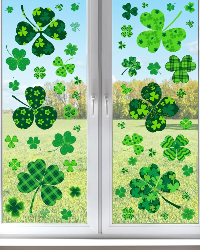JCFIRE 118 Pcs St Patricks Day Decorations, 8 Sheets Extra Large Shamrock Stickers Window Clings Decor, St Patricks Day Accessories, Reusable Saint Party Supplies for Home Office School - Image 5