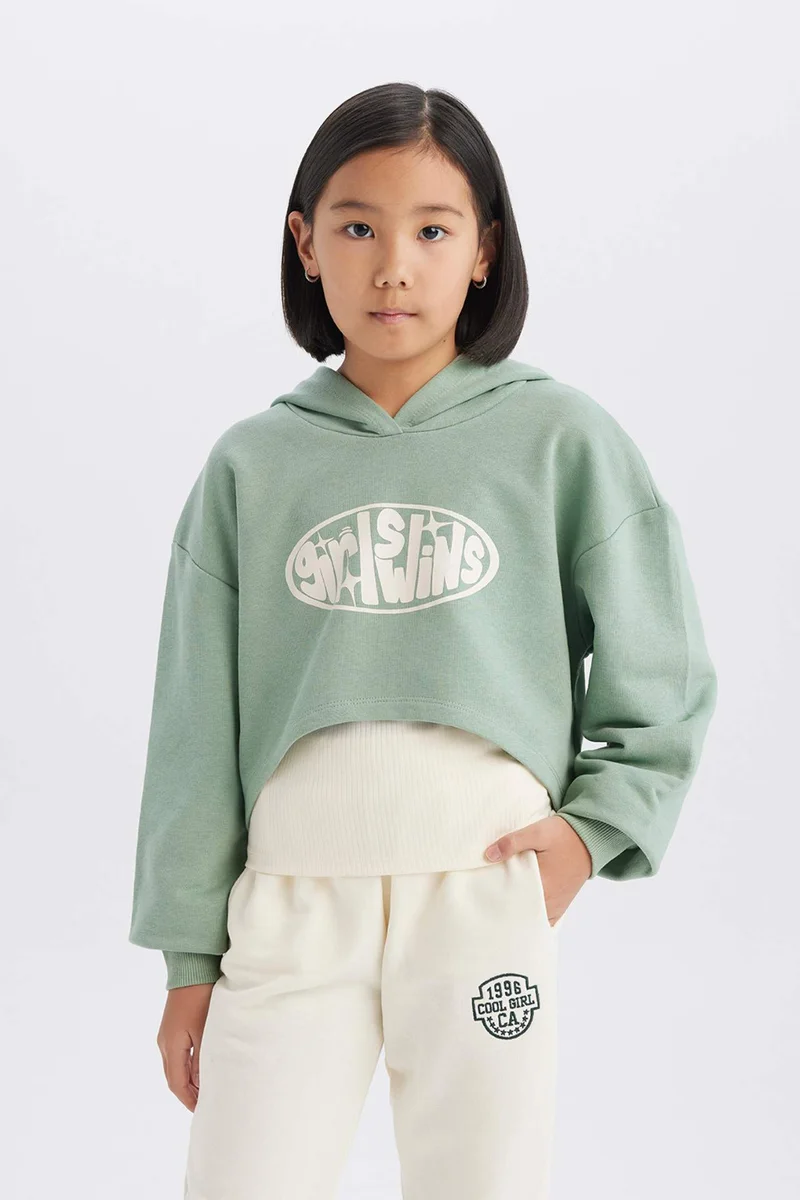 ديفاكتو Girl Crop Hoodie Tank Top 2 Piece Set