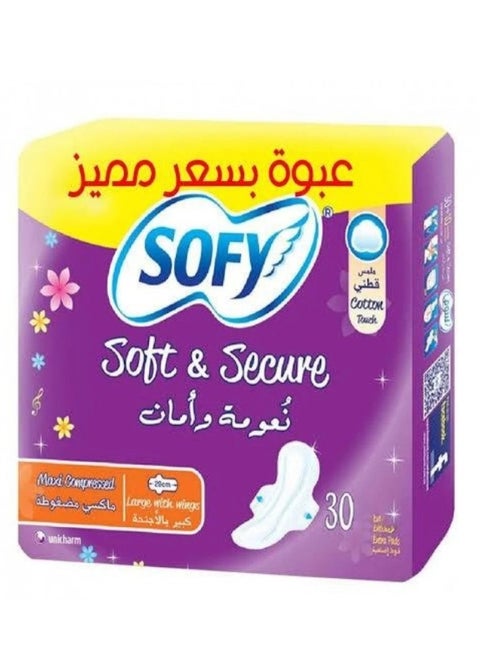 Soft and Secure Maxi Compressed Large with Wings 30 Pads Set