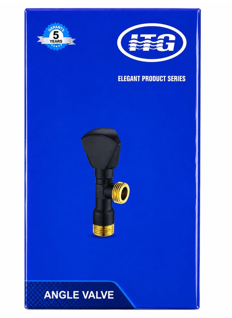 ITG Angle Valve for Bathroom & Kitchen – Premium Brass Water Shut Off Valve, Matte Black Finish, Wall Mounted Corner Valve, Rust Resistant, 5 Years Warranty - Image 2