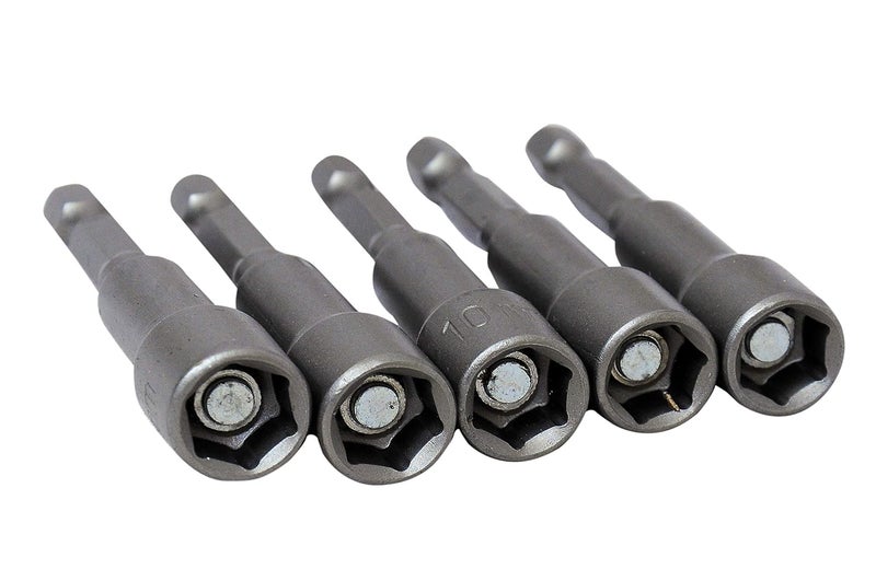 Jon Bhandari Tools Jon Bhandari Tools 5pcs 10mm Hexagon Magnetic Nut Driver Bit Set 65mm long  - Image 2